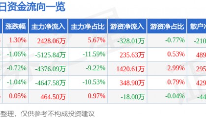 股票行情快报：大华股份（002236）3月18日主力资金净买入2428.06万元