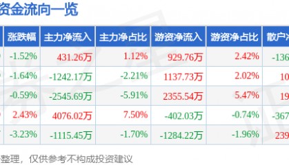 股票行情快报:健康元(600380)9月10日主力资金净买入431.26万元