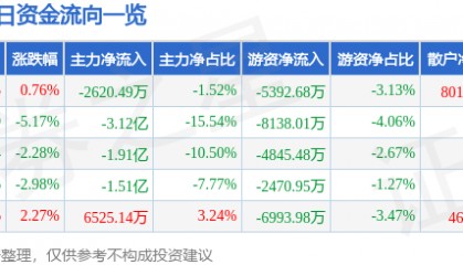 股票行情快报：华胜天成（600410）5月22日主力资金净卖出2620.49万元