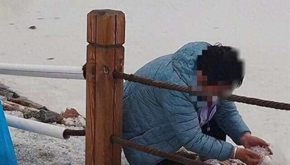 游客将茶卡盐湖铺路盐成袋装走 工作人员：原则上是不允许拿，可凭票免费领